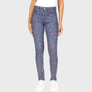 Michael Kors Selma High Rise Skinny Jeans Dusk Blue Wash Animal Print Size 2 NWT